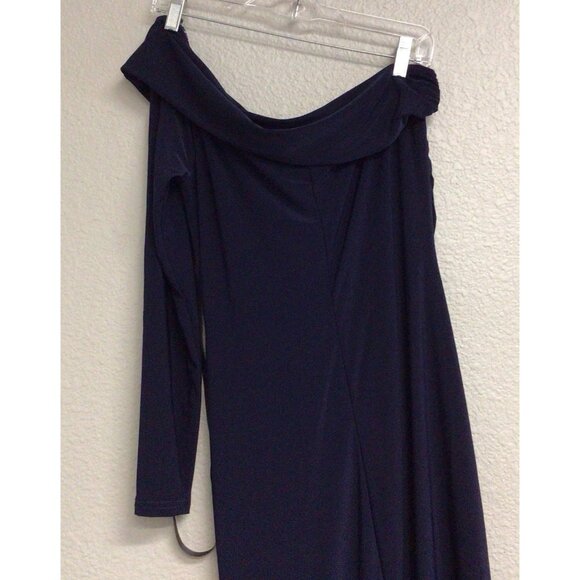 Club L NWT Blue Bardot Long Sleeve Maxi Dress Women’s Size 8 One Shoulder - Picture 5 of 8